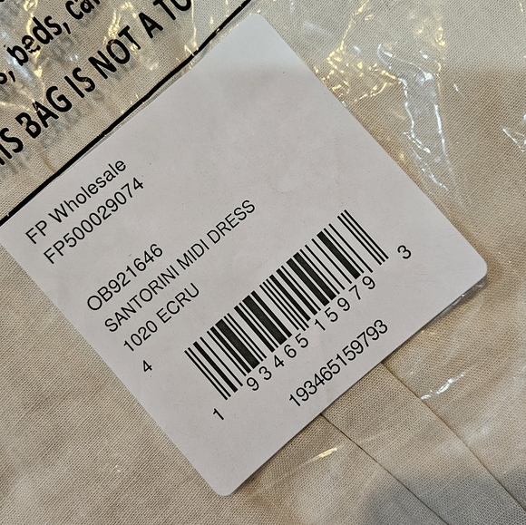 Free People Santorini Midi Dress Pleats Linen Contrast Tie Straps Siz 4 Ecru NWT - Picture 9 of 16